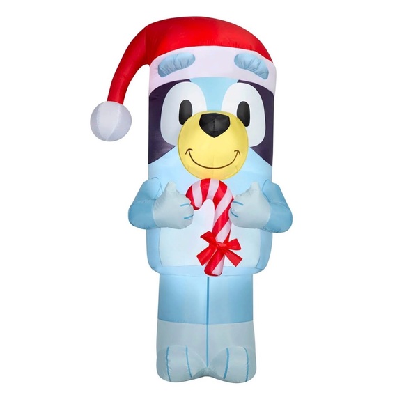 Gemmy 6.5 Ft Bluey in Santa Hat with Candy Cane Christmas...
